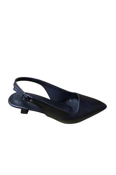 WHİTE LİNE Women's Open Back Closed Toe Short Thin Heel Stiletto