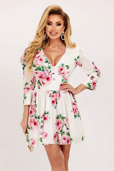 Atmosphere Fashion Rochie scurtă din voal cu imprimeu