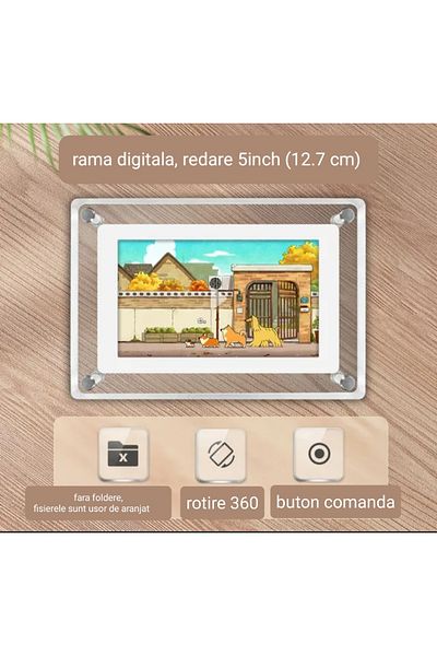OEM Digital photo frame, photo/video playback, 5 inch screen, 360 rotation, 4 GB memory, 1200 mAh battery