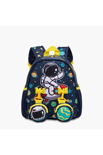 Supercute حقيبة ظهر بطبعة رائد فضاء مع أحزمة كتف وحقائب قابلة للفصل - ٢٦×١٠×٢...