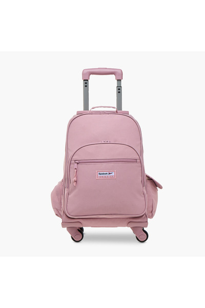 Reebok Textured Trolley Backpack with Retractable Handle and Zip Closure - 23x32x12 cms