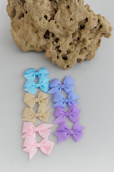 asya bijuteri Set of 5 Colorful Big Bow Hairpins – 8X8 cm – Girl's Hairpins
