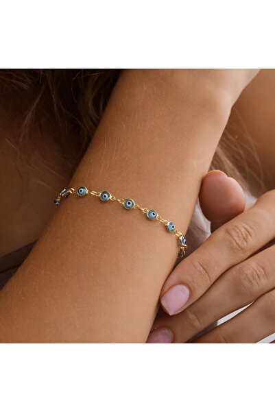 Queen Silver Jewelry 925 ayar gümüş sıralı nazar boncuklu bileklik