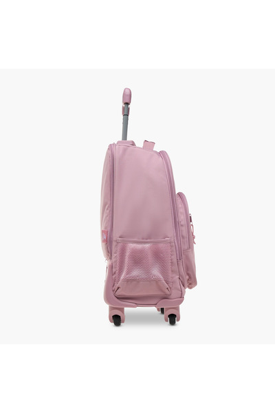 Reebok Textured Trolley Backpack with Retractable Handle and Zip Closure - 23x32x12 cms