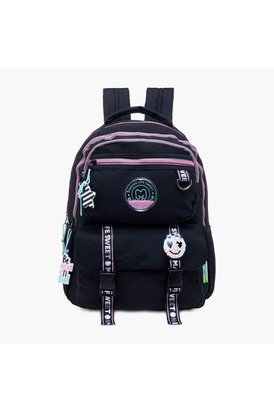 Marshmallow Embellished Backpack with Adjustable Straps and Zip Closure - 33x...