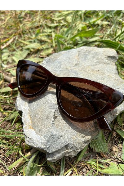 Ferrucci Brown Cat Eye Framed Brown Glass Brand Model Polarized Women's Sunglasses
