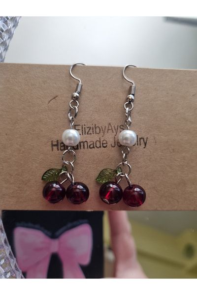 glactuca craft Cherry Cherry Bead Earrings Y2K