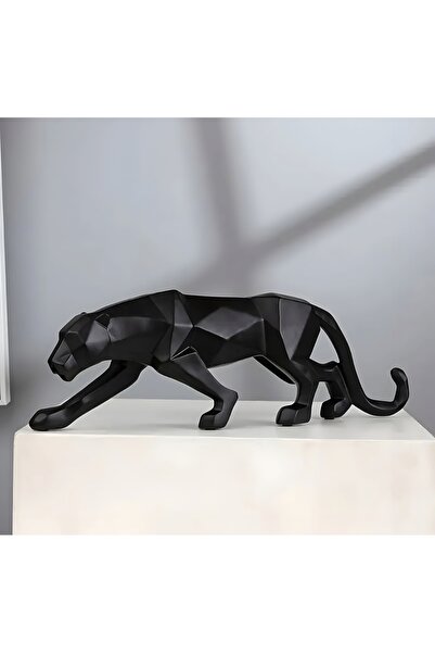 Felis Arte Dekoratif Kübik Leopar, Reçine Döküm, Modern, Sanatsal, Siyah Renk