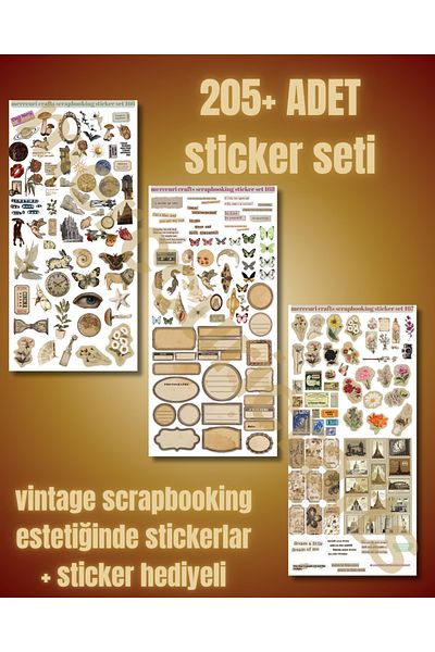 merccuri crafts Scrapbooking Vintage Sticker Set (205+Pcs) - Notebook Agenda, Laptop, Scrapbooking Aesthetic Sticker