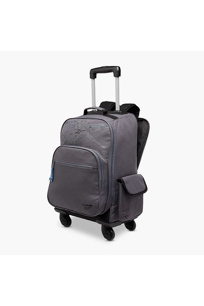 Reebok Stam Logo Print Trolley Backpack with Retractable Handle - 23x9x9 cms