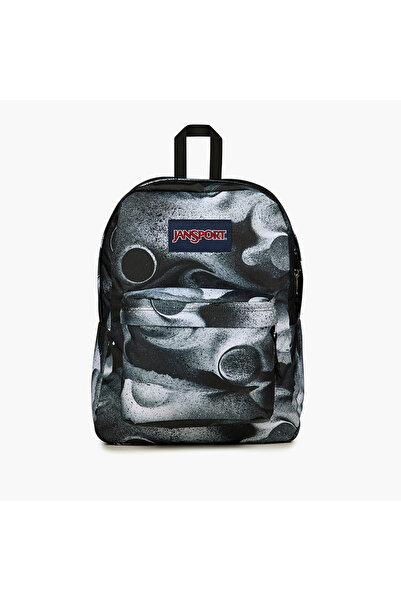 Jansport حقيبة ظهر مطبوعة من جانسبورت بأحزمة قابلة للتعديل وسحاب للإغلاق - 14...