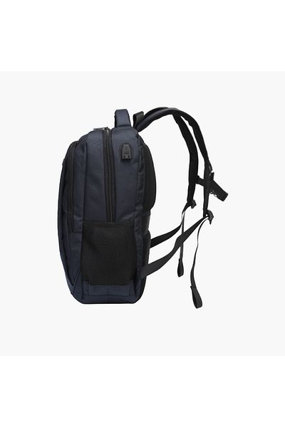 Atlas Logo Detail Backpack with Adjustable Straps and Zip Closure - 28x10x45 cms