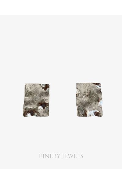 Pinery Jewels Thin Crush Plate Rectangle Women's Earrings Pair 4,5cm
