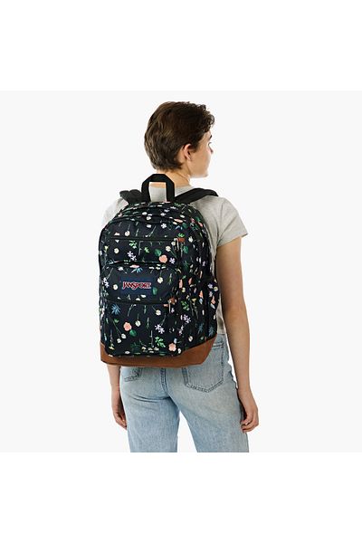Jansport Floral Print Backpack with Adjustable Straps and Zip Closure - 21x31x44 cms