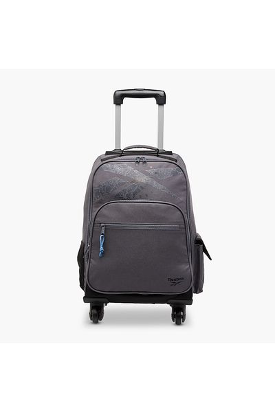 Reebok Stam Logo Print Trolley Backpack with Retractable Handle - 23x9x9 cms