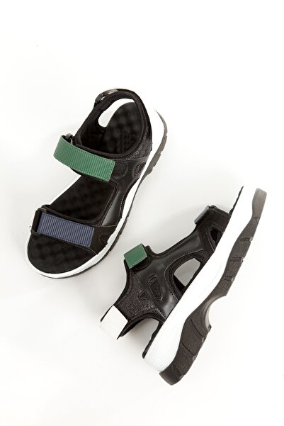 Modabuymus Bernis Black Green Navy Blue Velcro Lightweight Massage Sole Sports Sandals