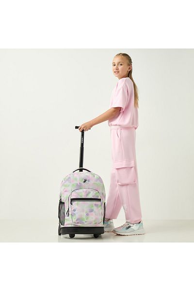 J World Printed 18-inch Trolley Backpack with Wheels - 21x32x46 cms