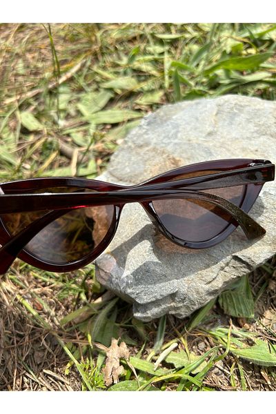 Ferrucci Brown Cat Eye Framed Brown Glass Brand Model Polarized Women's Sunglasses