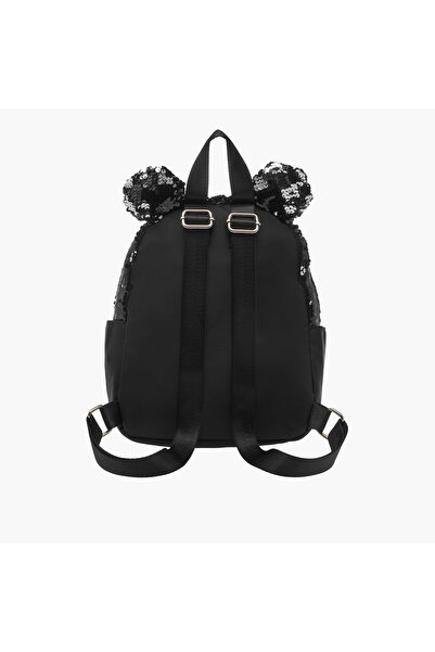 Icon Panda Print Sequinned Backpack with Adjustable Straps - 27x23x11 cms