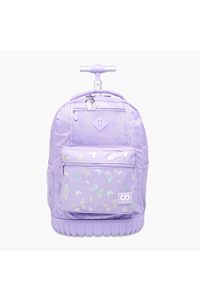 Sami Studio حقيبة ظهر بعجلات بطبعة فراشات مقاس 17 بوصة مع مقبض قابل للسحب - 4...