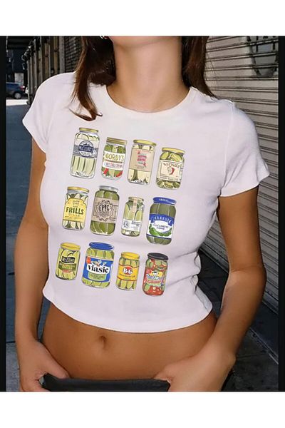 MAYDAY CULTURE White Baby Tee Top Waist Boy Crop T-Shirt Lycra Dtf Printed