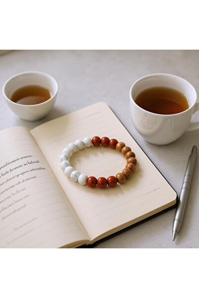 Padore Accessory تيرا روزا – سوار من الحجر الطبيعي من حجر الجاسبر الأحمر وحجر...