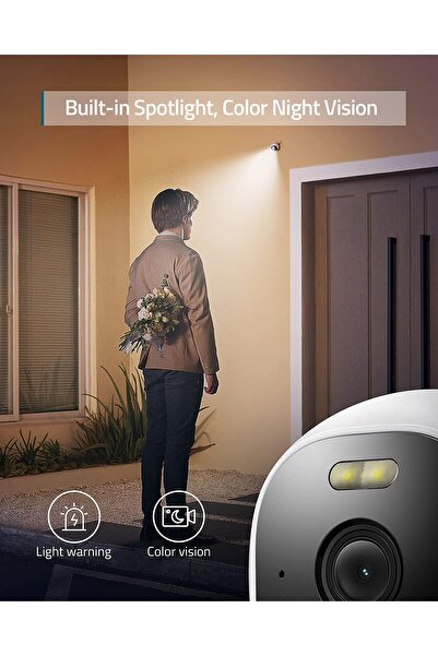 Eufy Security Solo OutdoorCam E220 (C24) - 2K Outdoor Security Camera with Spotlight & Color Night V