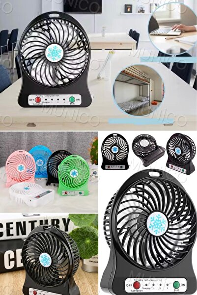 Munico Masaüstü Şarjlı Portatif Mini Fan Vantilatör Soğutucu Lambalı Öğrenci ...