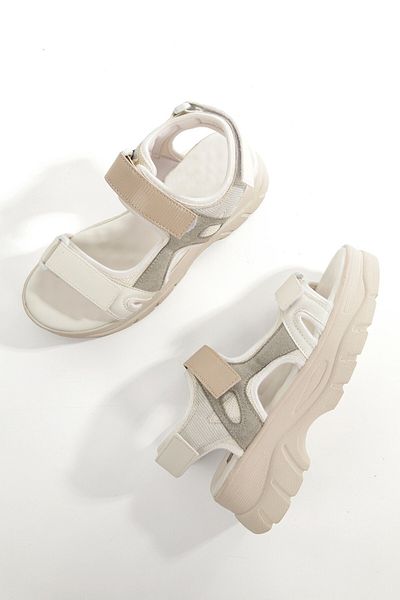 Modabuymus Sandale sport cu talpă de masaj ușoare Bernis White Cream Velcro