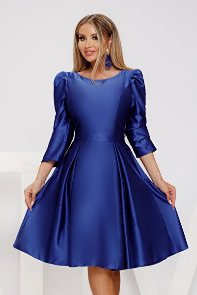 Atmosphere Fashion Rochie midi albastră pentru bebeluși, din tafta