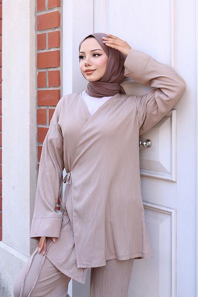 MİSSKAYLE Kimono Suit Mink with Tie Detail