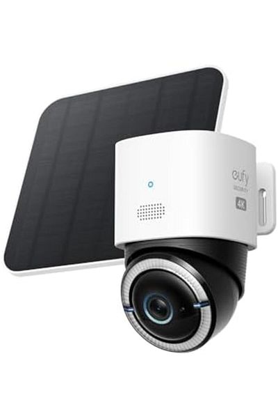 eufy Security 4G LTE Cam S330 with Wi-Fi, 4K UHD Pan Tilt, Wireless, Solar Powered with Solar Panel,
