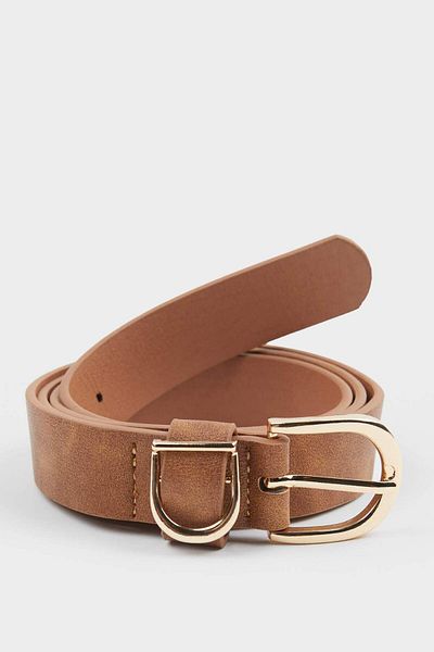 DeFacto Women's Oval Buckle Faux Leather Jean Belt F3271Axns