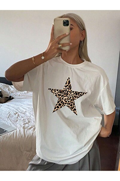SVART WEAR Tricou Leopard Star cu mânecă scurtă Casual cu imprimeu tricou sup...