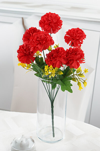 Yapay Çiçek Deposu Yapay Classic Kasımpatı Demeti 40 cm Kırmızı