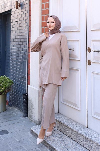 MİSSKAYLE Kimono Suit Mink with Tie Detail