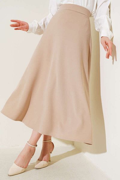 Mey Collection Γυναικείο μαύρο ύφασμα Scuba Crepe Flared Hijab και καθημερινή φούστα Μήκος: 94-95 cm