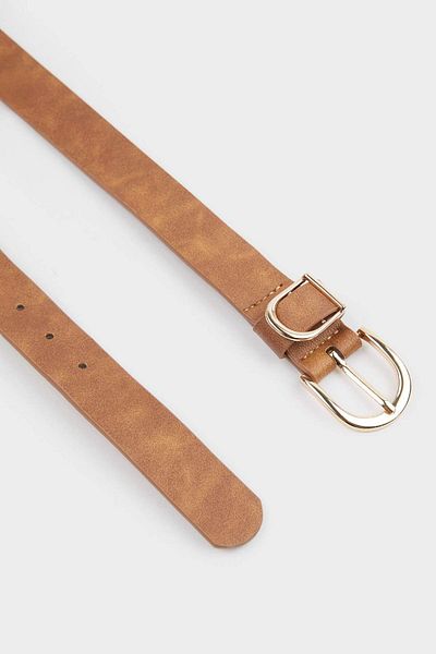 DeFacto Women's Oval Buckle Faux Leather Jean Belt F3271Axns
