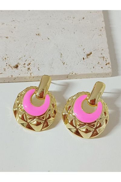 mos&more Pink Enamel Stylish Women's Earrings