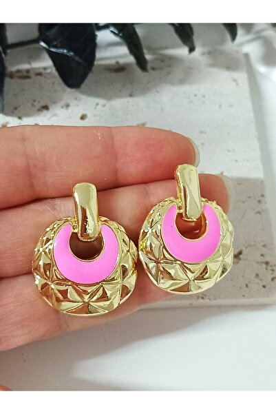 mos&more Pink Enamel Stylish Women's Earrings