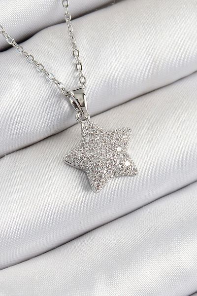 Clariss 316L Steel Zircon Stone Star Model Silver Color Women's Necklace