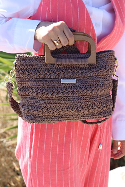 Bejon Hand Knitted Macrome Inner Lined Women's Bag