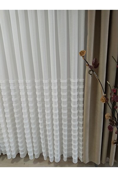 Karesi SÜSLÜ ŞERİT PONPONLU SEYREK PİLELİ TÜL PERDE