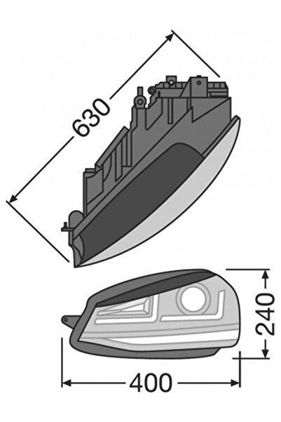Osram Σετ 2 προβολέων LED για VW Golf VII (2012-2016) Μαύροι προβολείς LED Xenon / θέσης αλογόνου Osram
