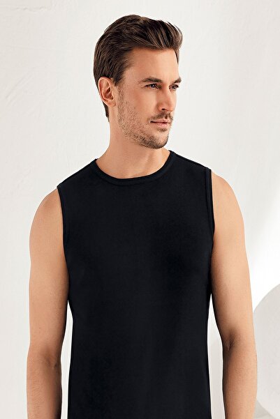 Şahinler Men's Closed Collar Zero Sleeve 6-Piece Ribbed Undershirt