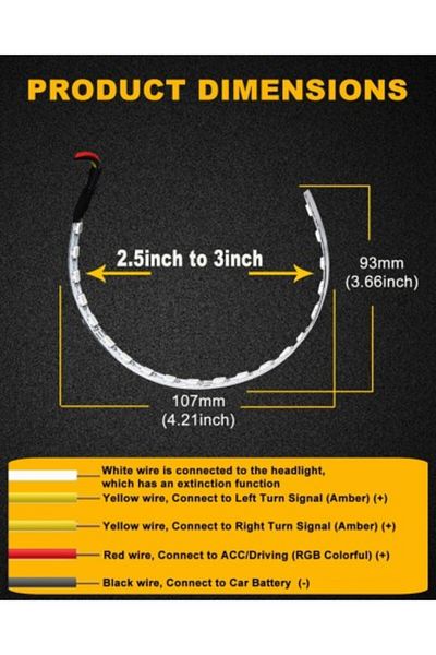 Xenon Bright Set of 2 multi-colored Devil Eyes RGB LED strips with mobile phone app