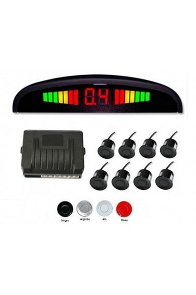 Xenon Bright Front and rear parking sensors with 8 sensors and White LED display
