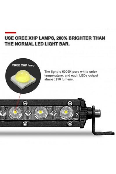 Xenon Bright LED Bar Auto 18W Super Slim (35 mm) 12/24V, 1530 Lumens, 7"/18cm, Spot Beam - B18-18W