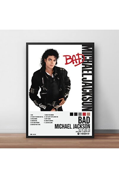 Michael Jackson - Bad Albüm Spotify Çerçeveli Poster Tablo