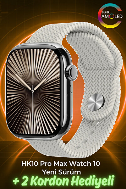 GÜMÜŞTEKNO HK10 Pro Max Amoled Ekranlı Akıllı Saat Sesli Görüşme Bildirimler ...
